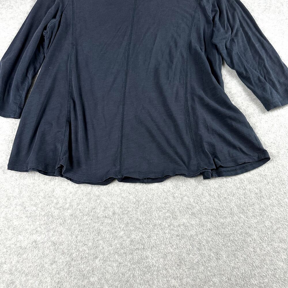 J. Jill Slub Knit Shirt Size L Black 3/4 Sleeve Casual A-Line Top Prima Cotton - Picture 7 of 12